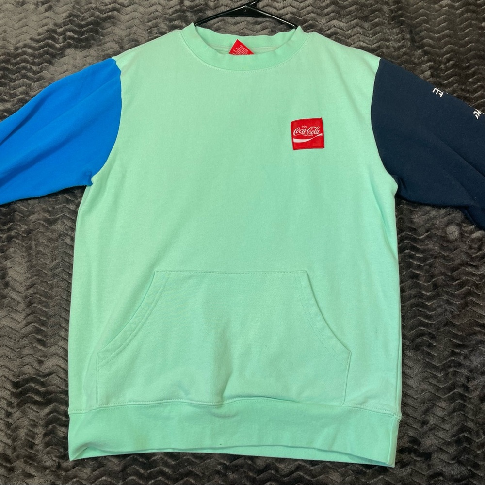 Coca Cola Vibrant Green and Blue Crewneck Sweater, Mens size M. #3